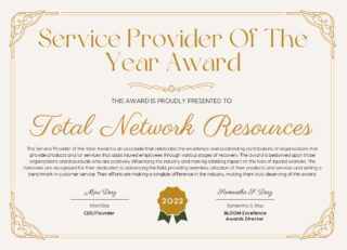 2022 Bloom Service Provider Of The Year Award To Total Network Resources