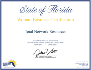 Total Network Resources Woman Business Certification 2021 2023